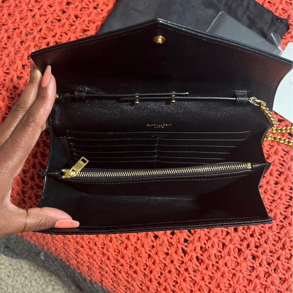 Saint Laurent Monogramme Quilted Leather Wallet on a Gold Chain - Picture 3 of 12